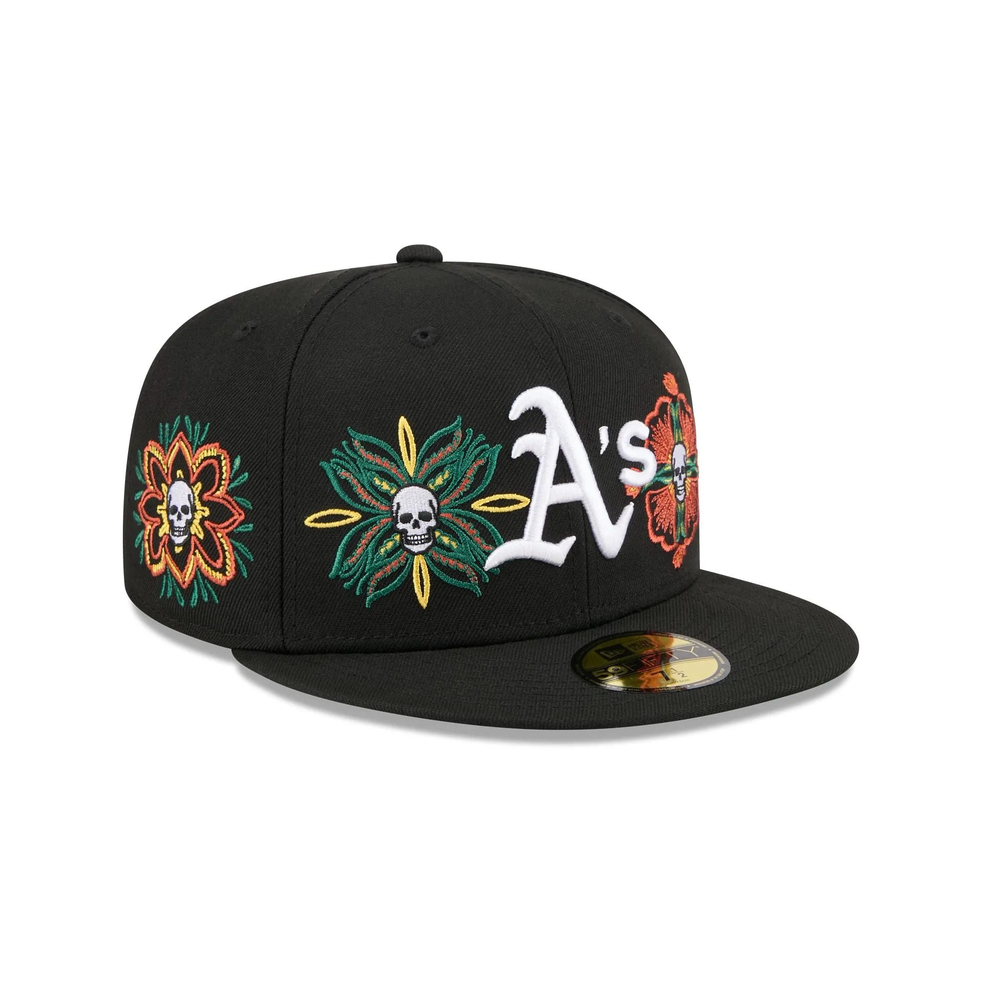 Athletics Day of the Dead Skull & Flowers 59FIFTY Fitted Hat sold by New Era