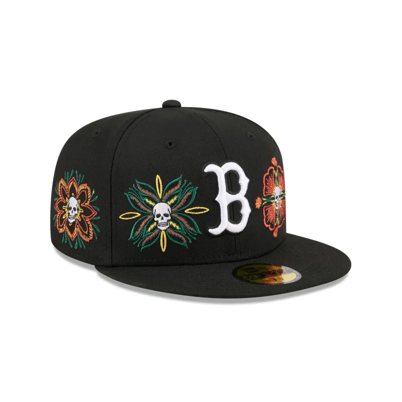 Boston Red Sox Day of the Dead Skull & Flowers 59FIFTY Fitted Hat sold by New Era