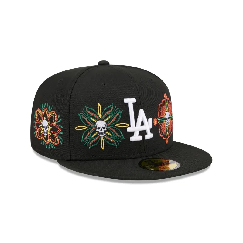 Los Angeles Dodgers Day of the Dead Skull & Flowers 59FIFTY Fitted Hat sold by New Era