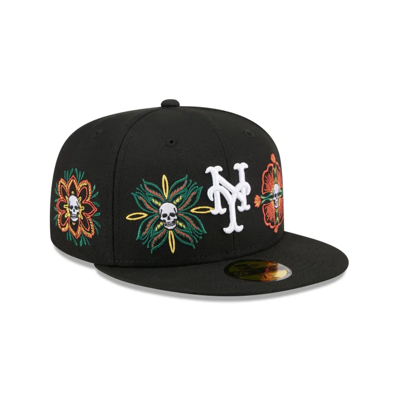 New York Mets Day of the Dead Skull & Flowers 59FIFTY Fitted Hat sold by New Era