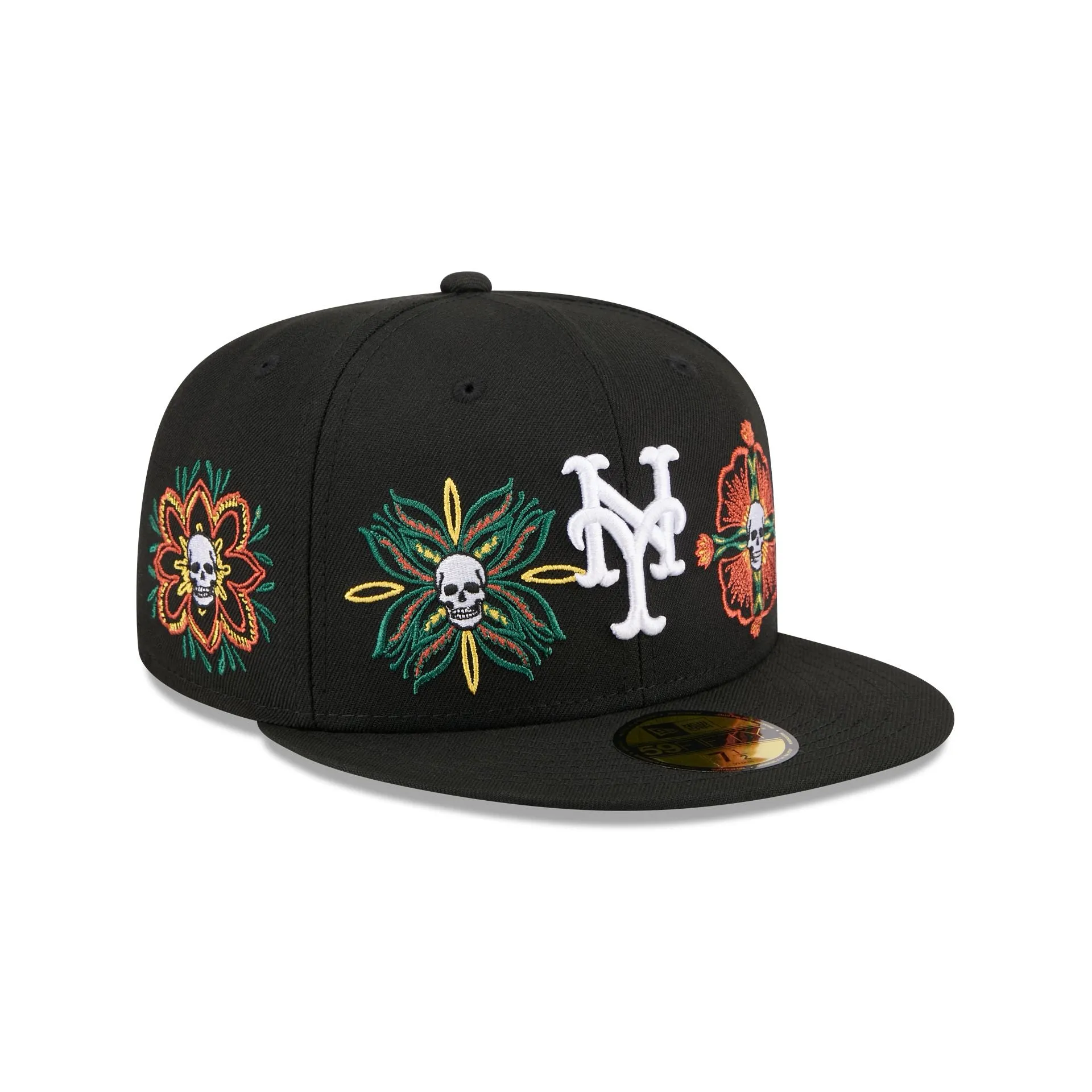 New York Mets Day of the Dead Skull & Flowers 59FIFTY Fitted Hat sold by New Era