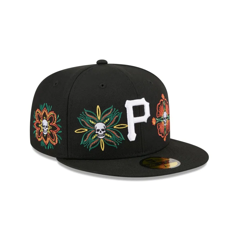 Pittsburgh Pirates Day of the Dead Skull & Flowers 59FIFTY Fitted Hat sold by New Era