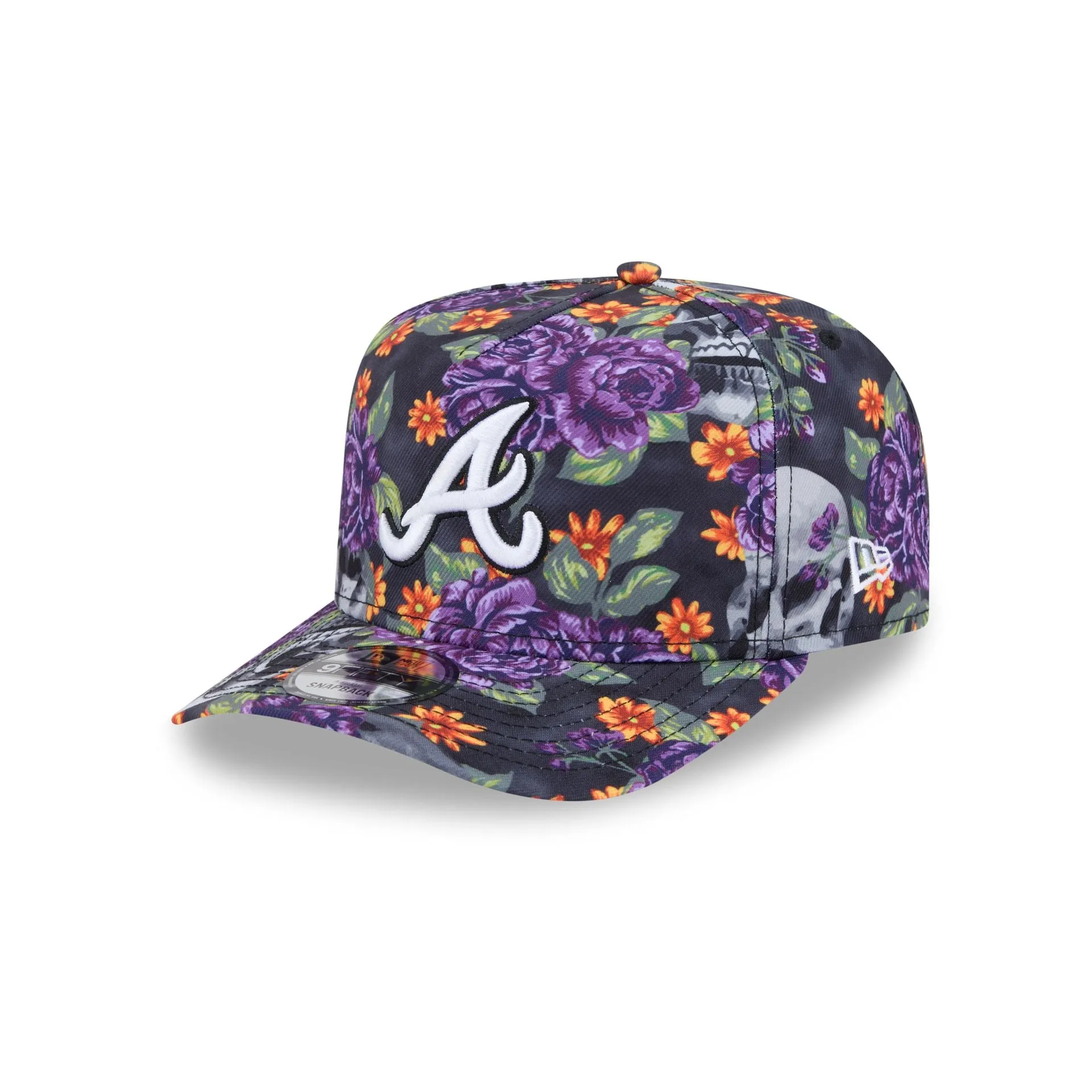 Atlanta Braves Day of the Dead Skull & Roses 9FIFTY A-Frame Snapback sold by New Era
