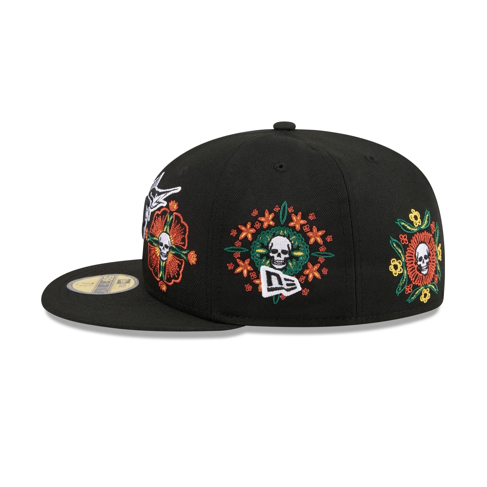 Miami Marlins Day of the Dead Skull & Flowers 59FIFTY Fitted Hat sold by New Era product image thumbnail 5