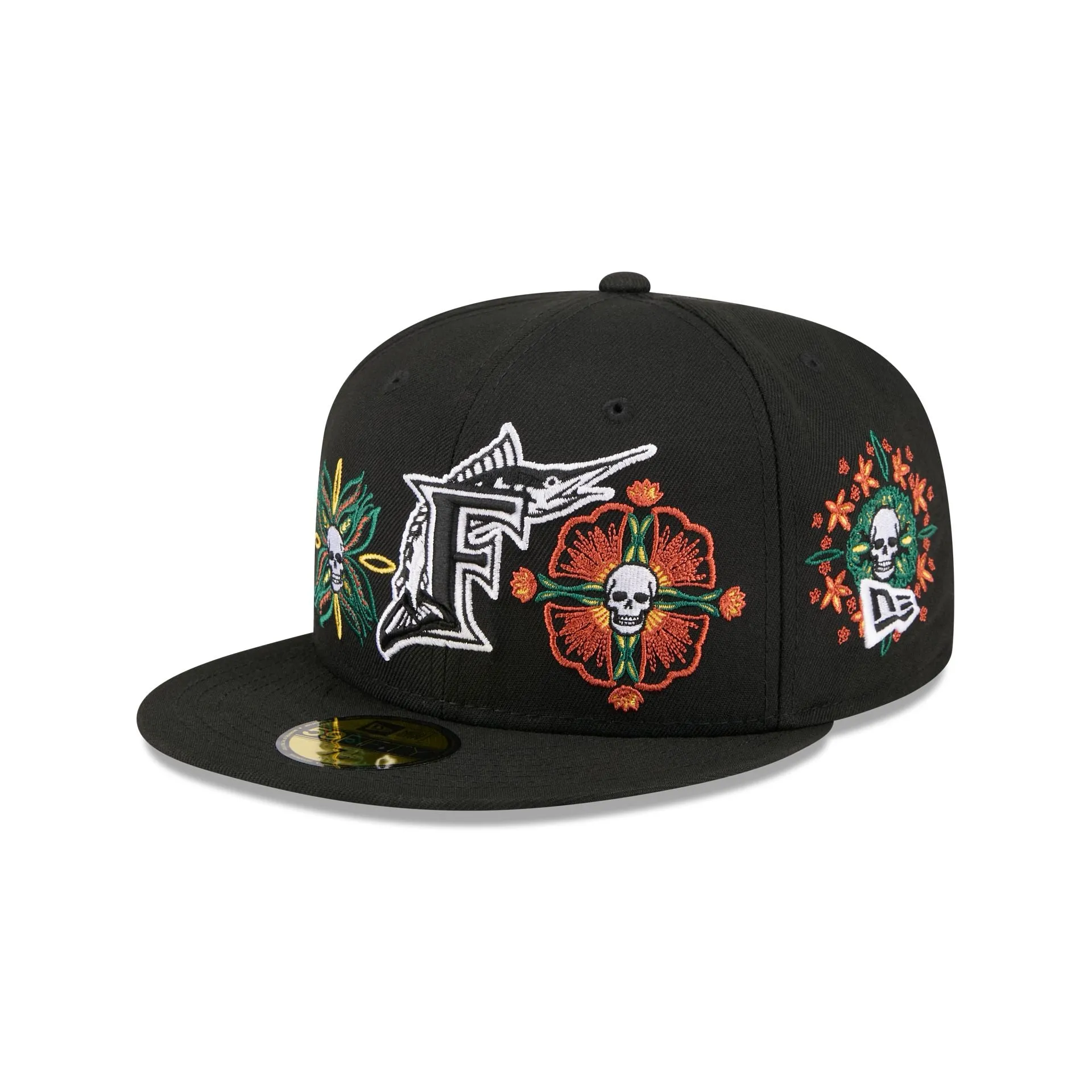 Miami Marlins Day of the Dead Skull & Flowers 59FIFTY Fitted Hat sold by New Era product image thumbnail 3