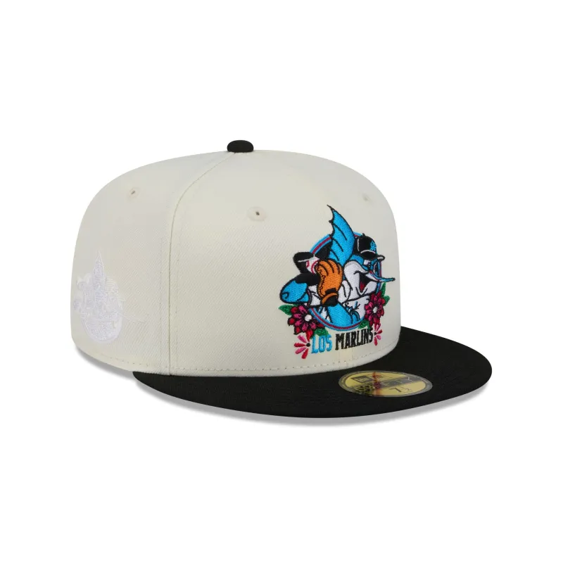 Miami Marlins Day of the Dead Sugar Skull Mascot 59FIFTY Fitted Hat sold by New Era
