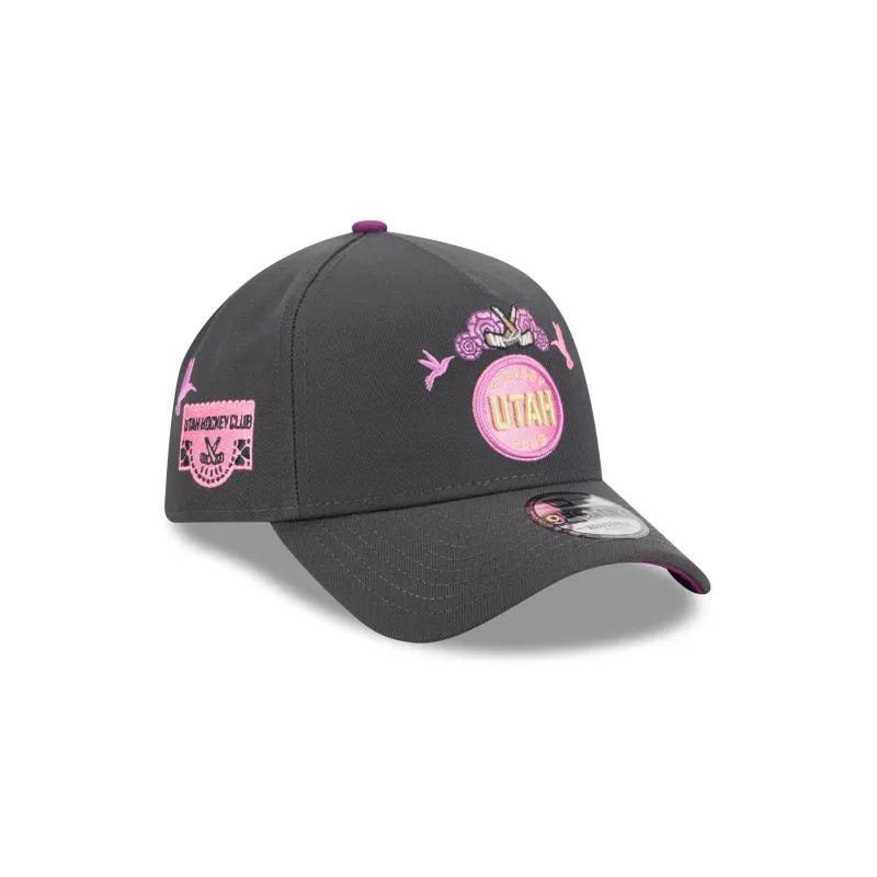 Utah Hockey Club Day of the Dead Graphite 9FORTY A-Frame Snapback Hat made by New Era