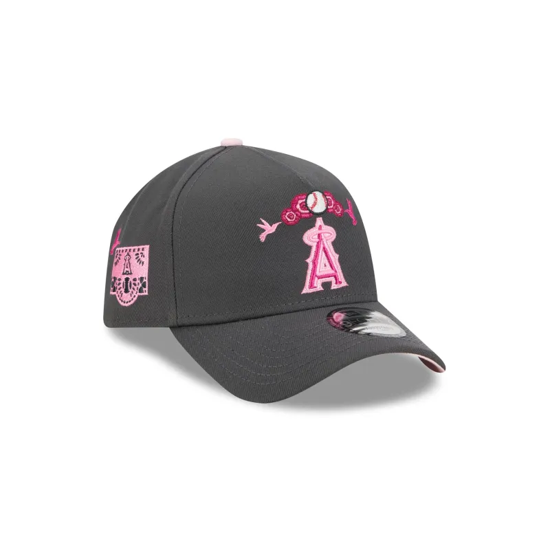 Los Angeles Angels Day of the Dead Graphite 9FORTY A-Frame Snapback Hat made by New Era