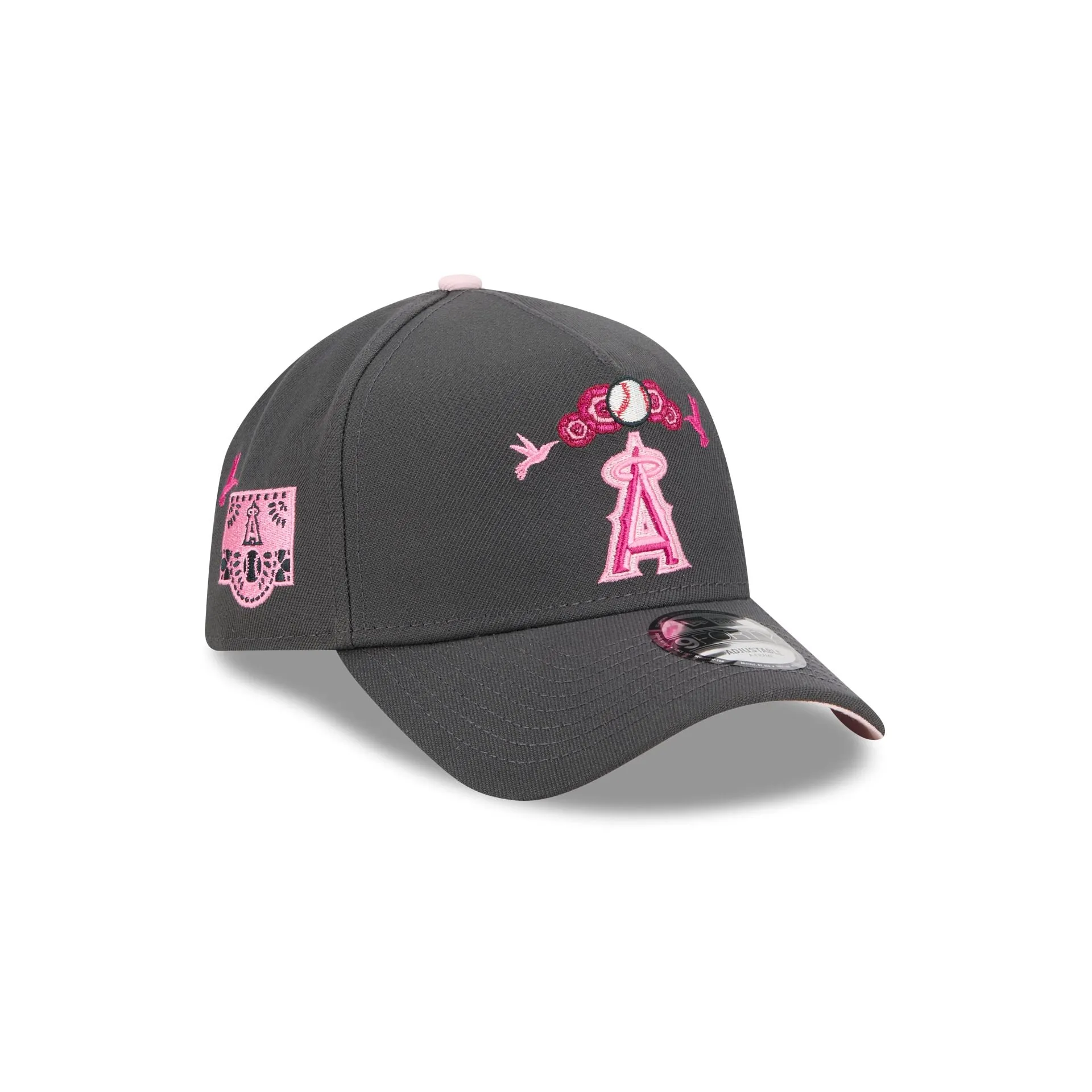 Los Angeles Angels Day of the Dead Graphite 9FORTY A-Frame Snapback Hat sold by New Era
