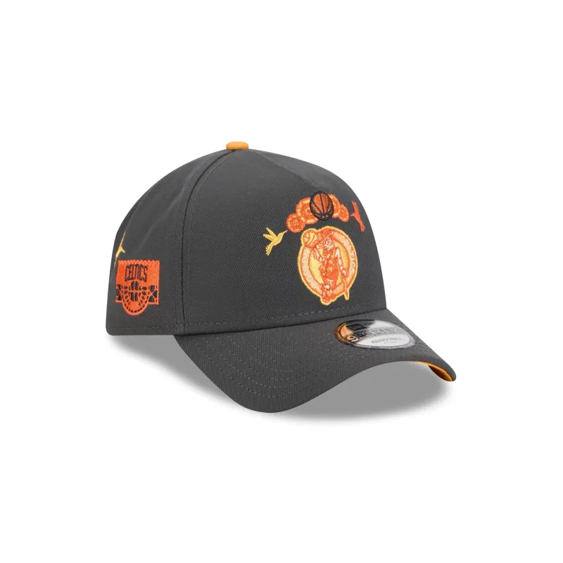 Boston Celtics Day of the Dead Graphite 9FORTY A-Frame Snapback Hat made by New Era