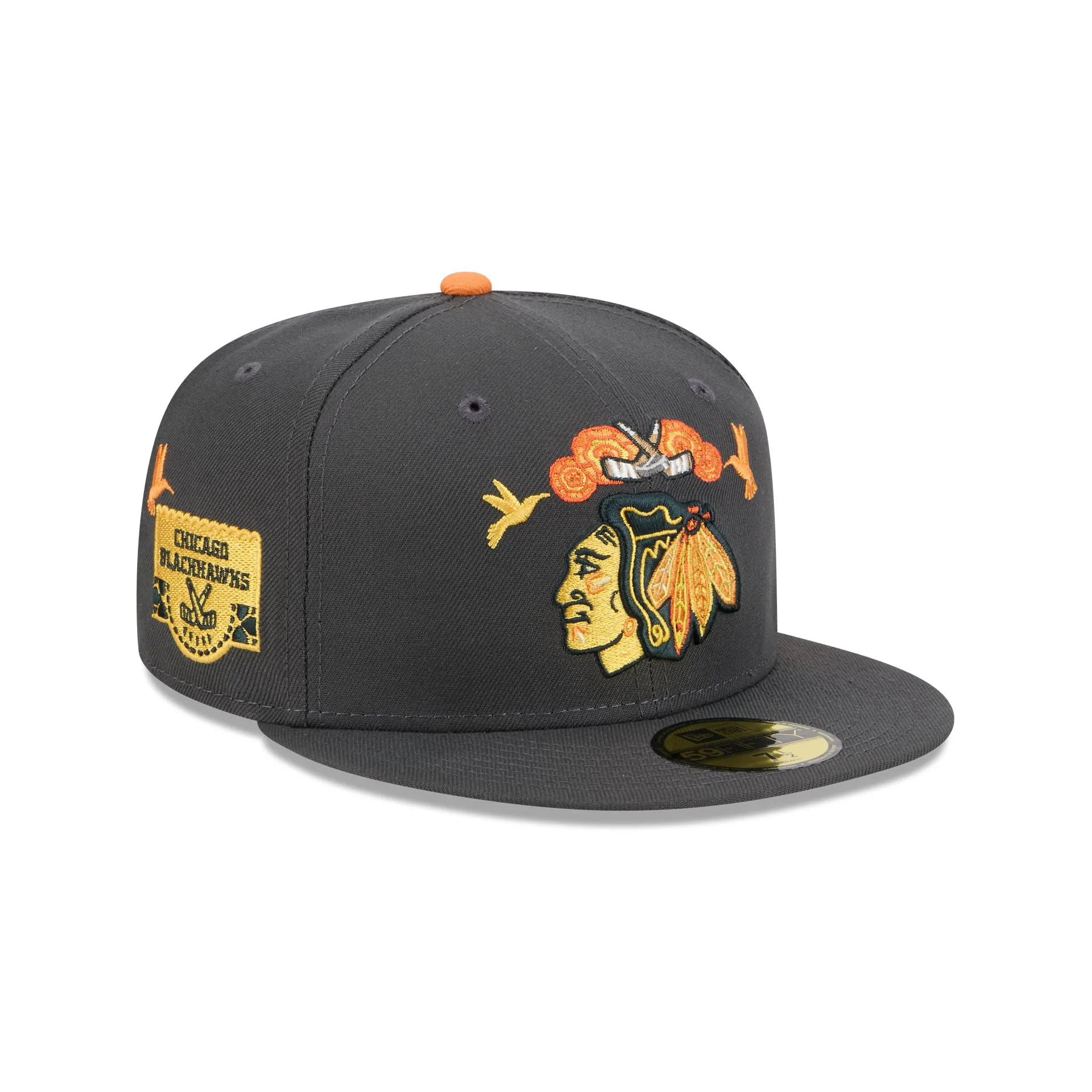 Chicago Blackhawks Day of the Dead Graphite 59FIFTY Fitted Hat sold by New Era
