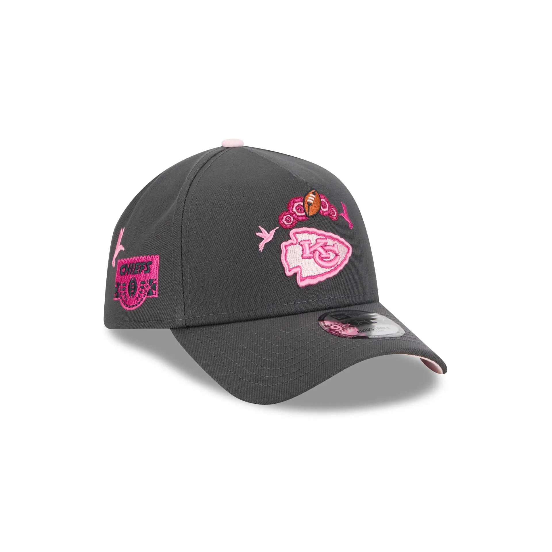 Kansas City Chiefs Day of the Dead Graphite 9FORTY A-Frame Snapback Hat sold by New Era