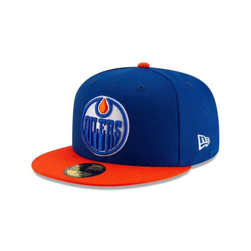 Edmonton Oilers Royal Blue & Orange 59FIFTY Fitted Hat sold by New Era