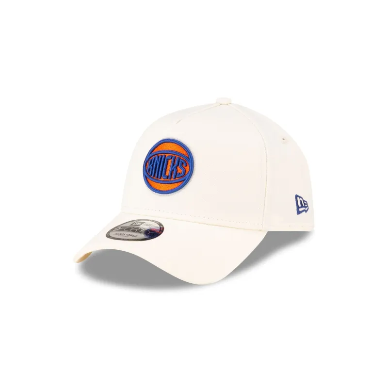 Malbon x New York Knicks Chrome White 9FORTY A-Frame Snapback Hat made by New Era