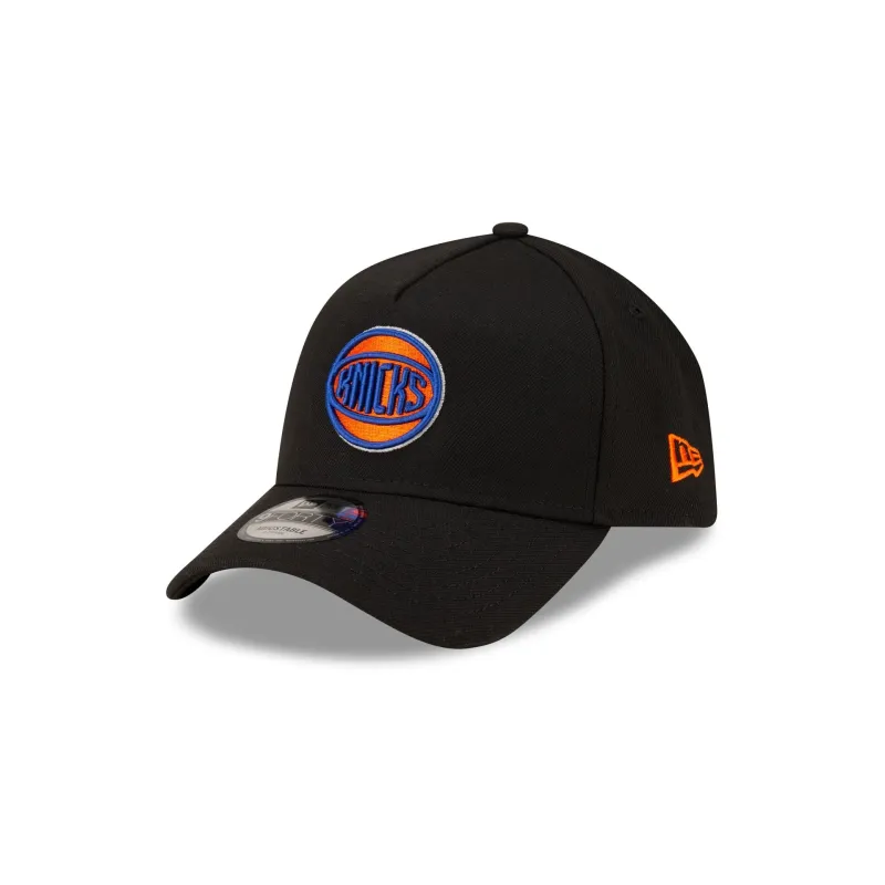 Malbon x New York Knicks Black 9FORTY A-Frame Snapback Hat made by New Era