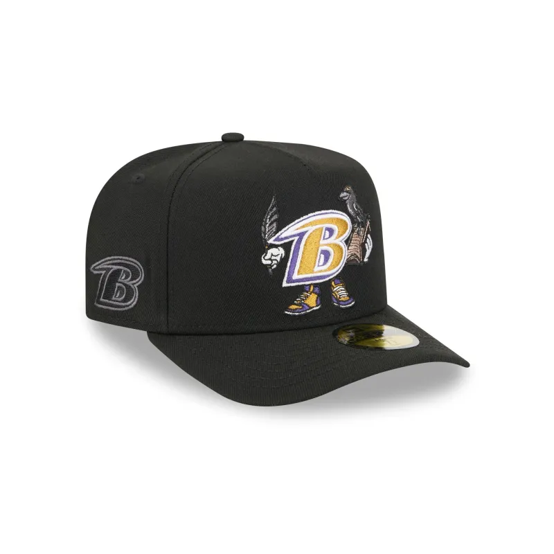 Baltimore Ravens Cartoon 59FIFTY A-Frame Fitted Hat sold by New Era
