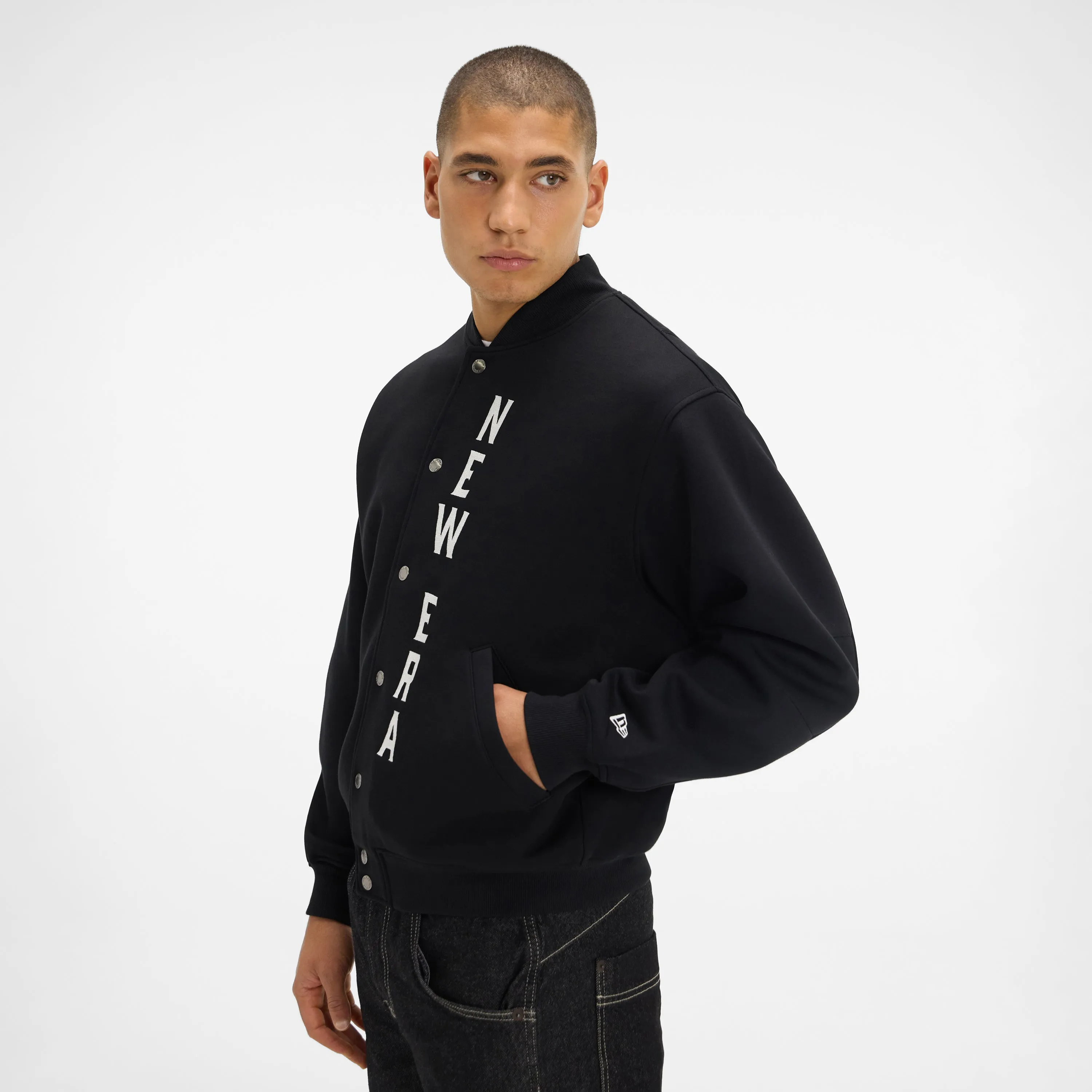 New Era Cap Tech Sweat Black Varsity Jacket sold by New Era