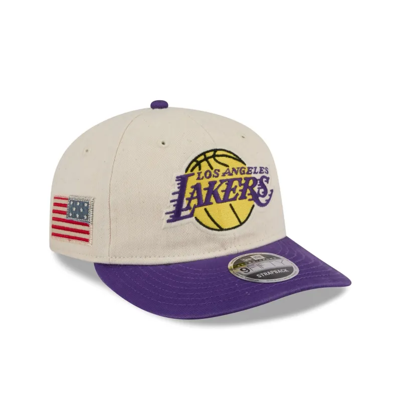 Los Angeles Lakers Three Looms Americana Herringbone Retro Crown 9FIFTY Adjustable Hat made by New Era