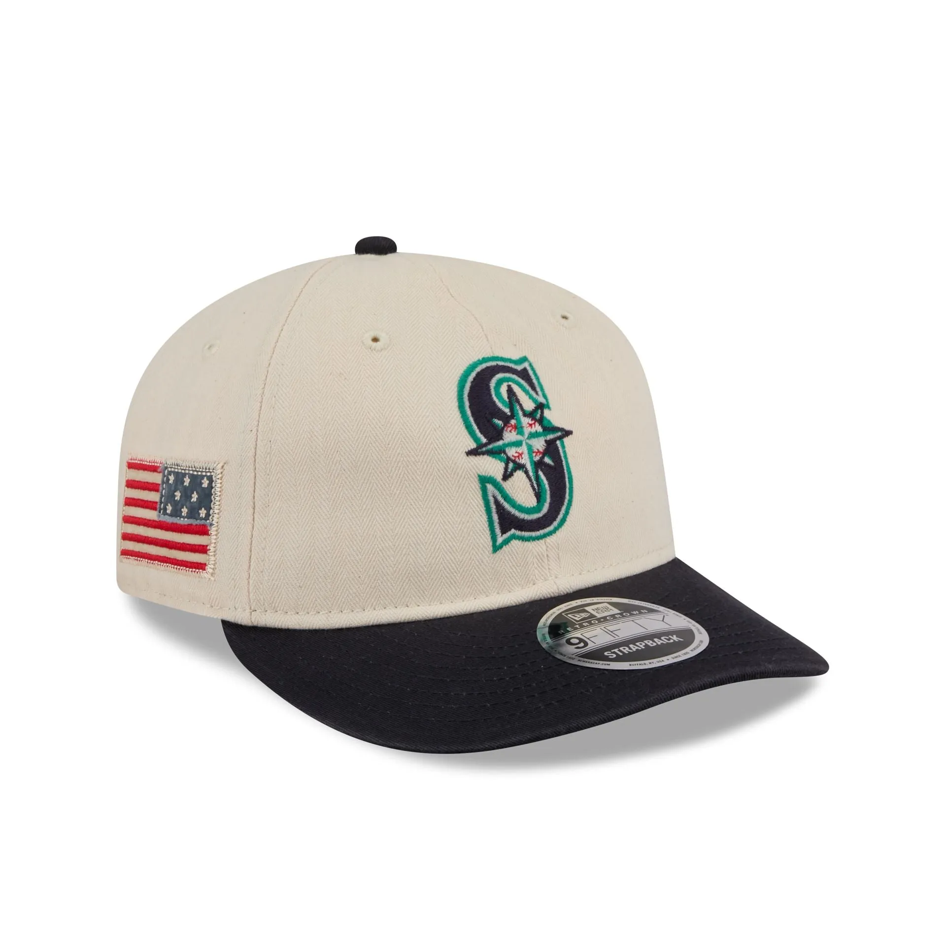 Seattle Mariners Three Looms Americana Herringbone Retro Crown 9FIFTY Adjustable Hat sold by New Era
