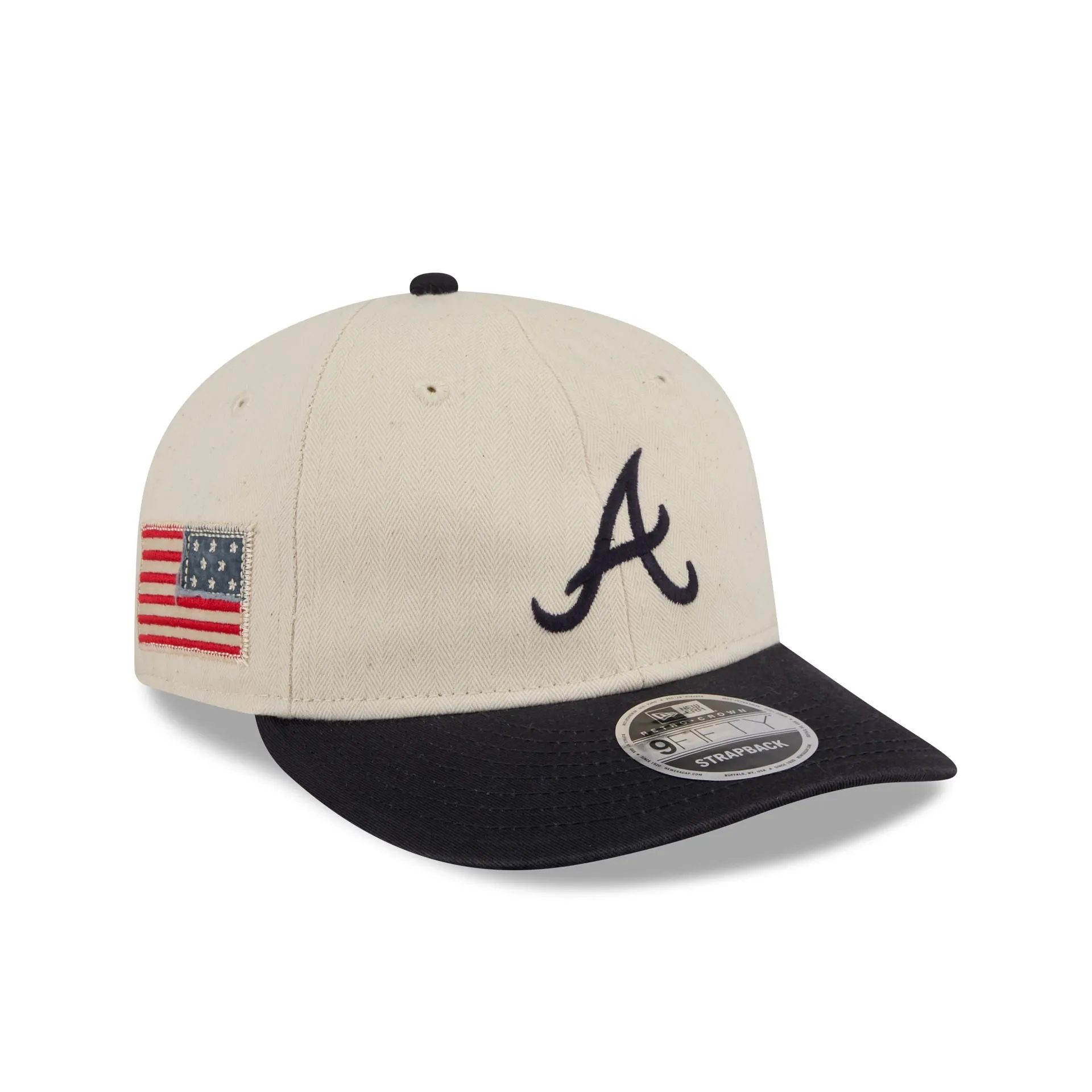 Atlanta Braves Three Looms Americana Herringbone Retro Crown 9FIFTY Adjustable Hat sold by New Era