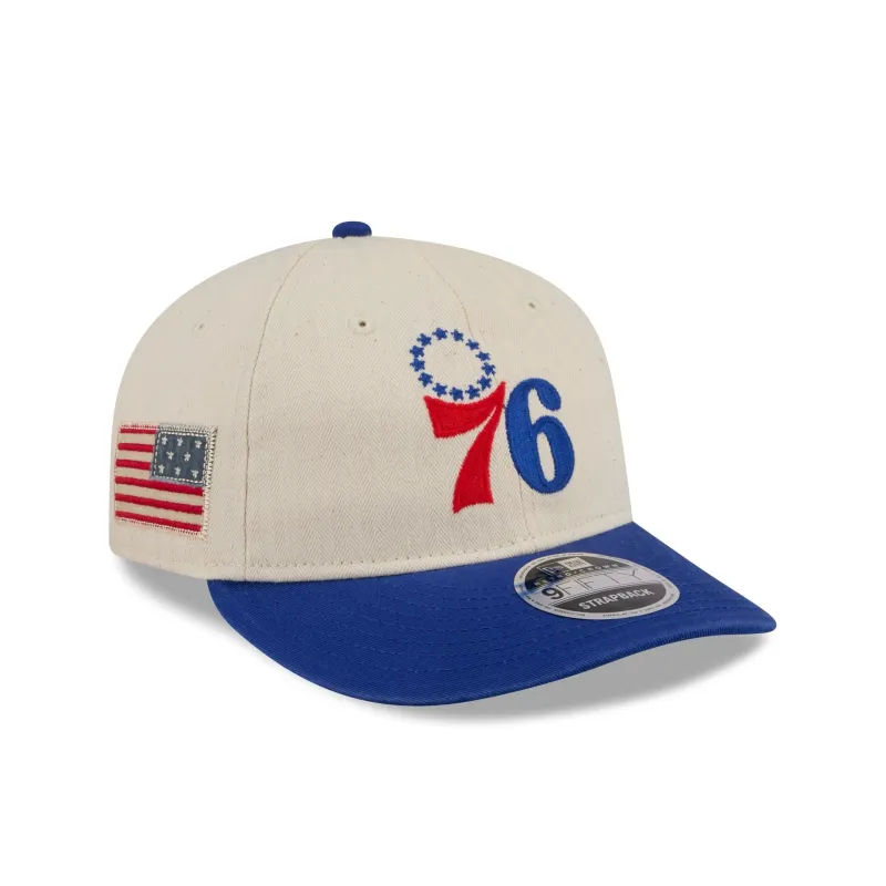 Philadelphia 76ers Three Looms Americana Herringbone Retro Crown 9FIFTY Adjustable Hat made by New Era