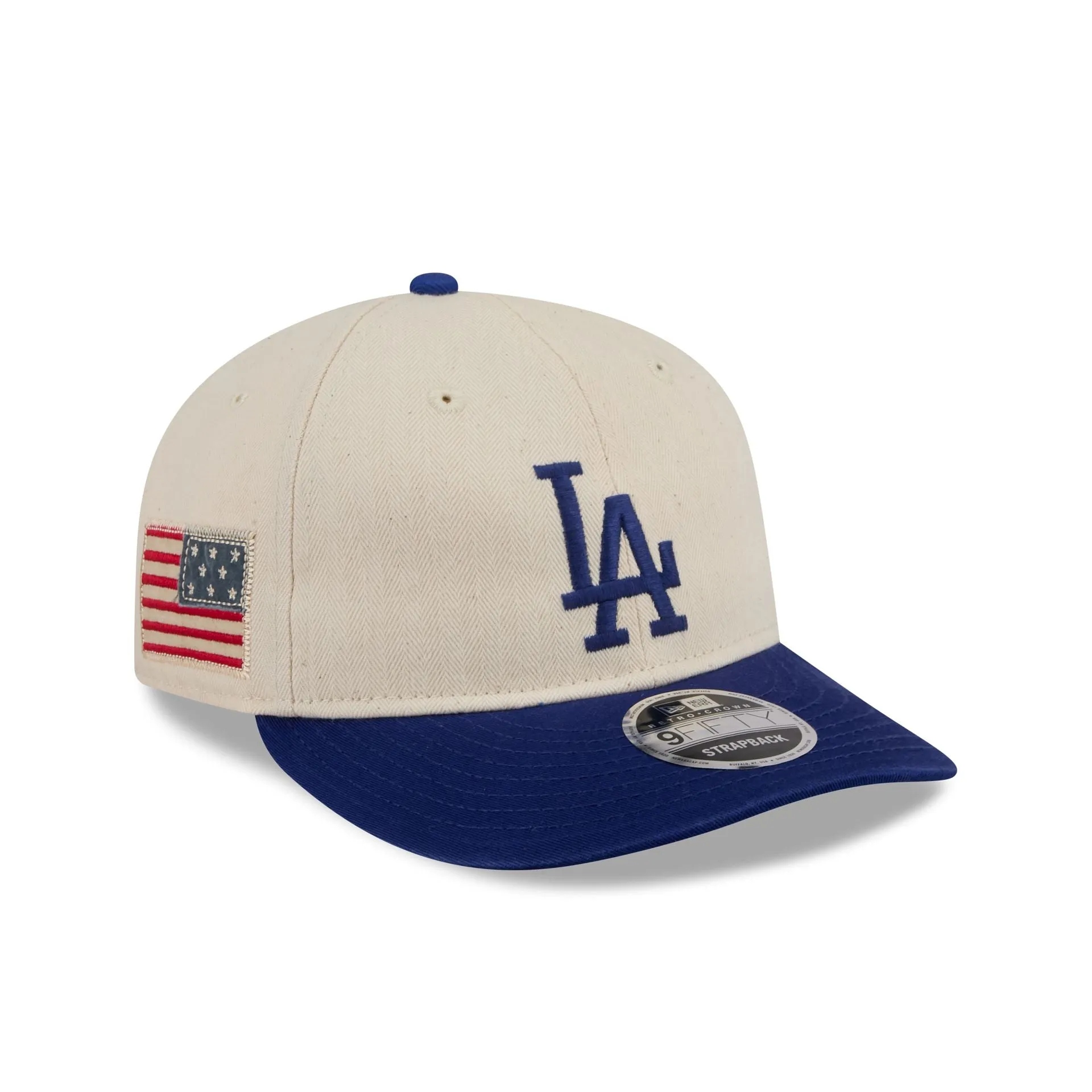 Los Angeles Dodgers Three Looms Americana Herringbone Retro Crown 9FIFTY Adjustable Hat sold by New Era
