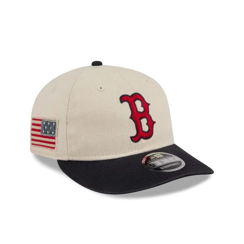Boston Red Sox Three Looms Americana Herringbone Retro Crown 9FIFTY Adjustable Hat sold by New Era
