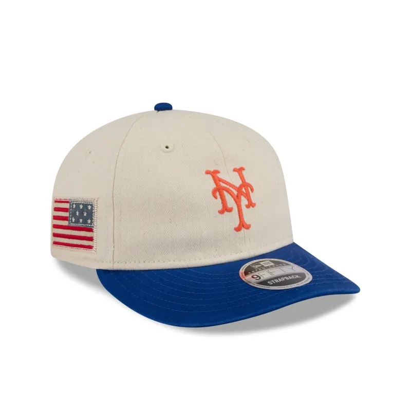 New York Mets Three Looms Americana Herringbone Retro Crown 9FIFTY Adjustable Hat sold by New Era