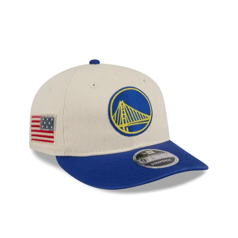 Golden State Warriors Three Looms Americana Herringbone Retro Crown 9FIFTY Adjustable Hat sold by New Era
