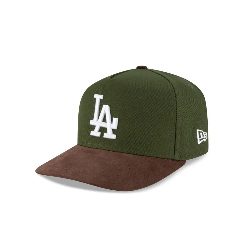 Los Angeles Dodgers Brown Suede Visor 9FORTY A-Frame Snapback Hat sold by New Era