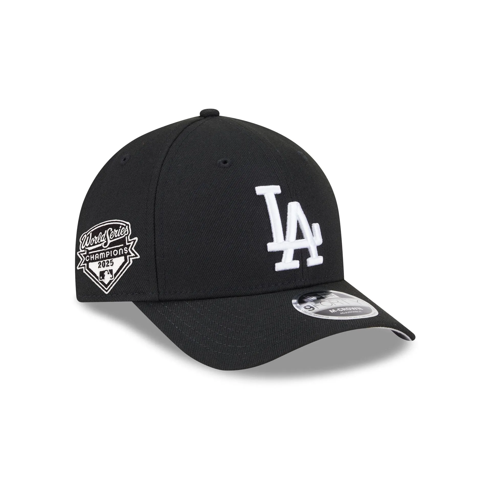Los Angeles Dodgers 2025 World Series Champions Black & White 9FORTY M-Crown Snapback Hat sold by New Era