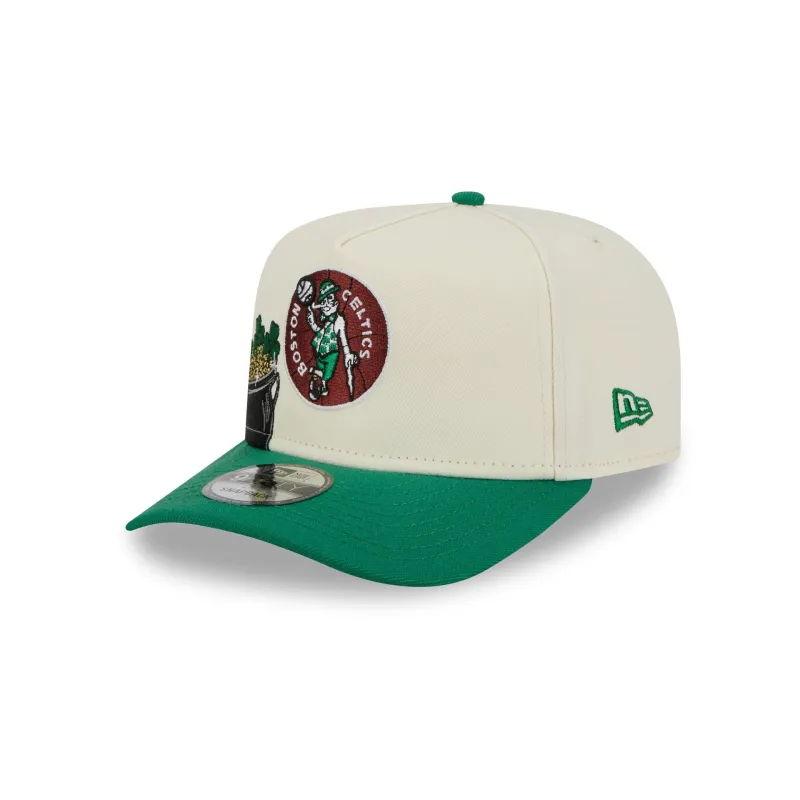 Boston Celtics 1968-1977 Hardwood Classics Chrome White 9FIFTY A-Frame Snapback Hat sold by New Era