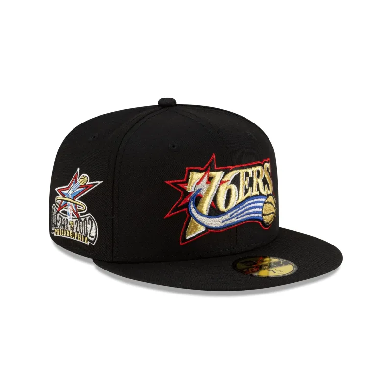 Philadelphia 76ers 1963-1976 Hardwood Classics Poly Black 59FIFTY Fitted Hat sold by New Era