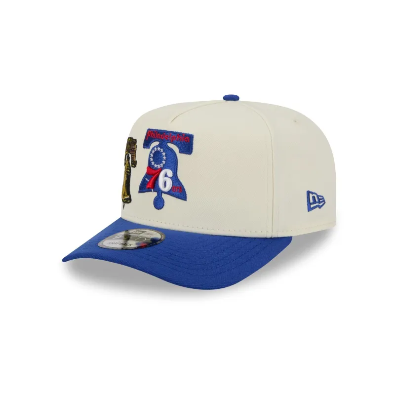 Philadelphia 76ers 1963-1976 Hardwood Classics Chrome White 9FIFTY A-Frame Snapback Hat made by New Era