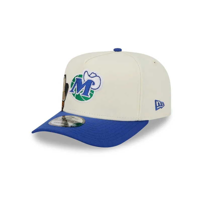 Dallas Mavericks 1970-2000 Hardwood Classics Chrome White 9FIFTY A-Frame Snapback Hat sold by New Era