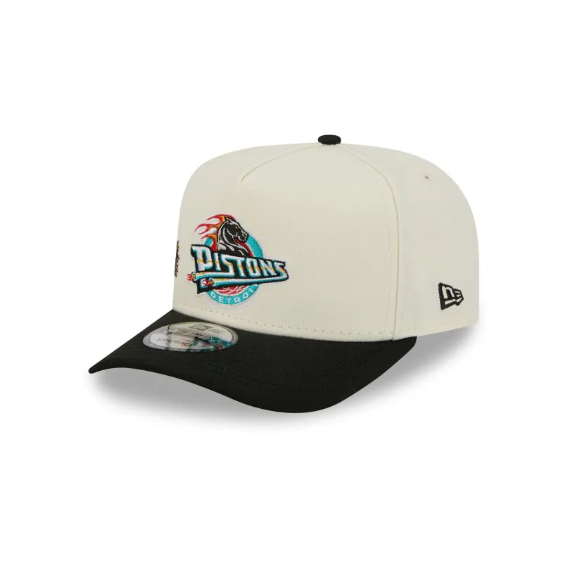 Detroit Pistons 1978-1995 Hardwood Classics Chrome White 9FIFTY A-Frame Snapback Hat sold by New Era