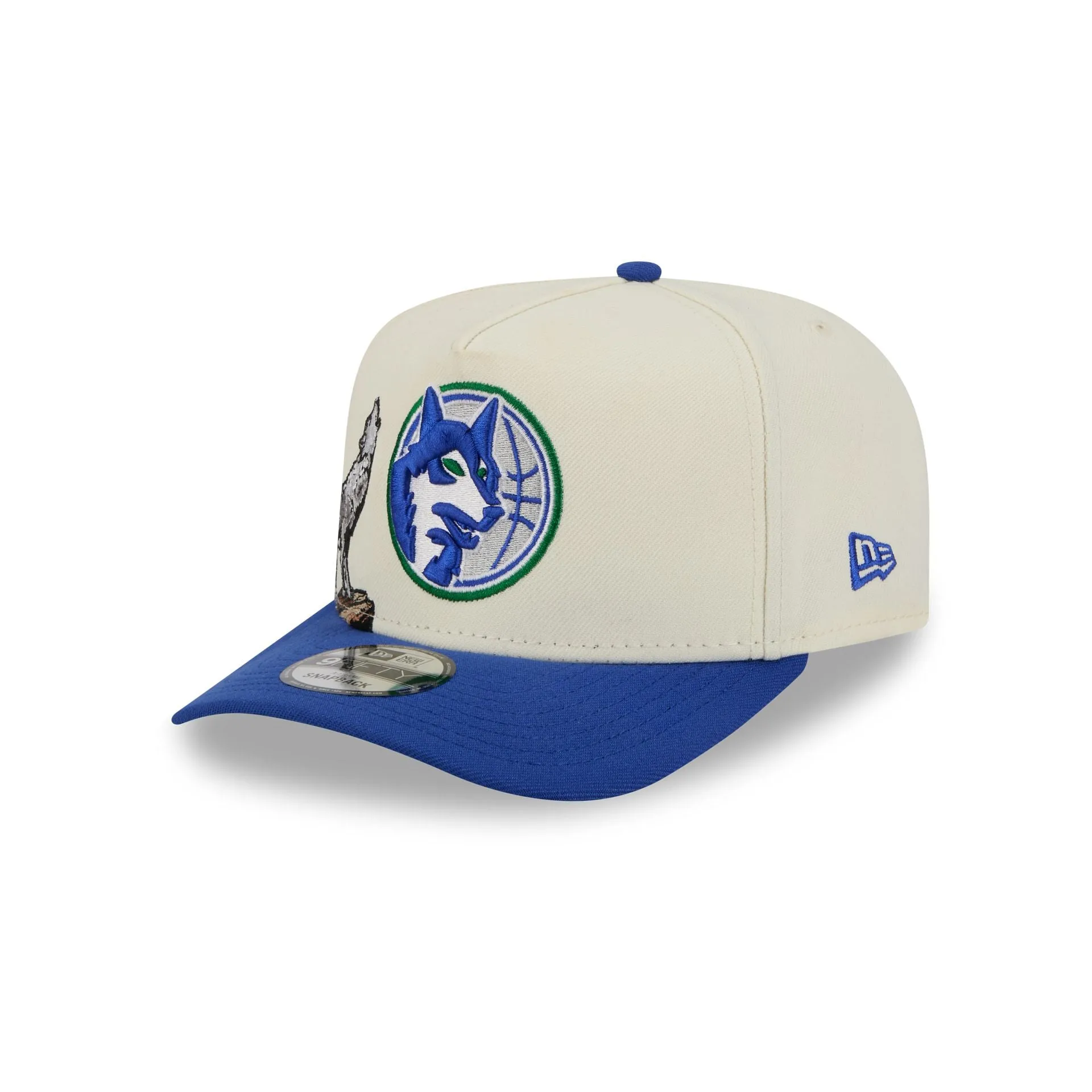 Minnesota Timberwolves 1989-1995 Hardwood Classics Chrome White 9FIFTY A-Frame Snapback Hat sold by New Era