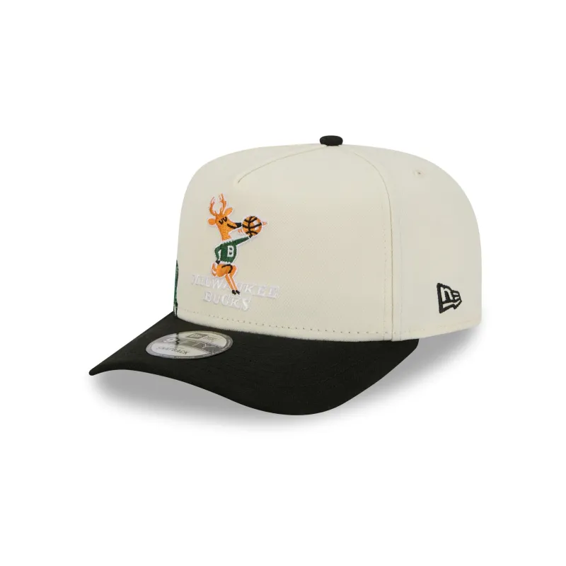 Milwaukee Bucks 1968-1992 Hardwood Classics Chrome White 9FIFTY A-Frame Snapback Hat sold by New Era