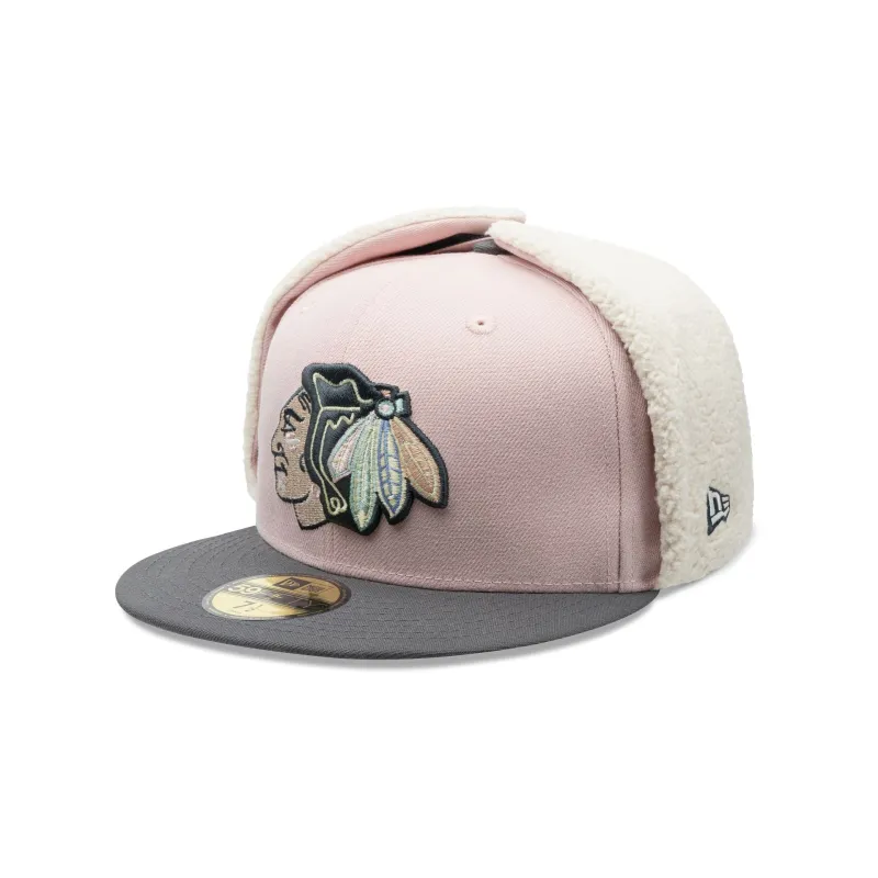 Chicago Blackhawks Patches Pink Dog Ear 59FIFTY Fitted Hat sold by New Era