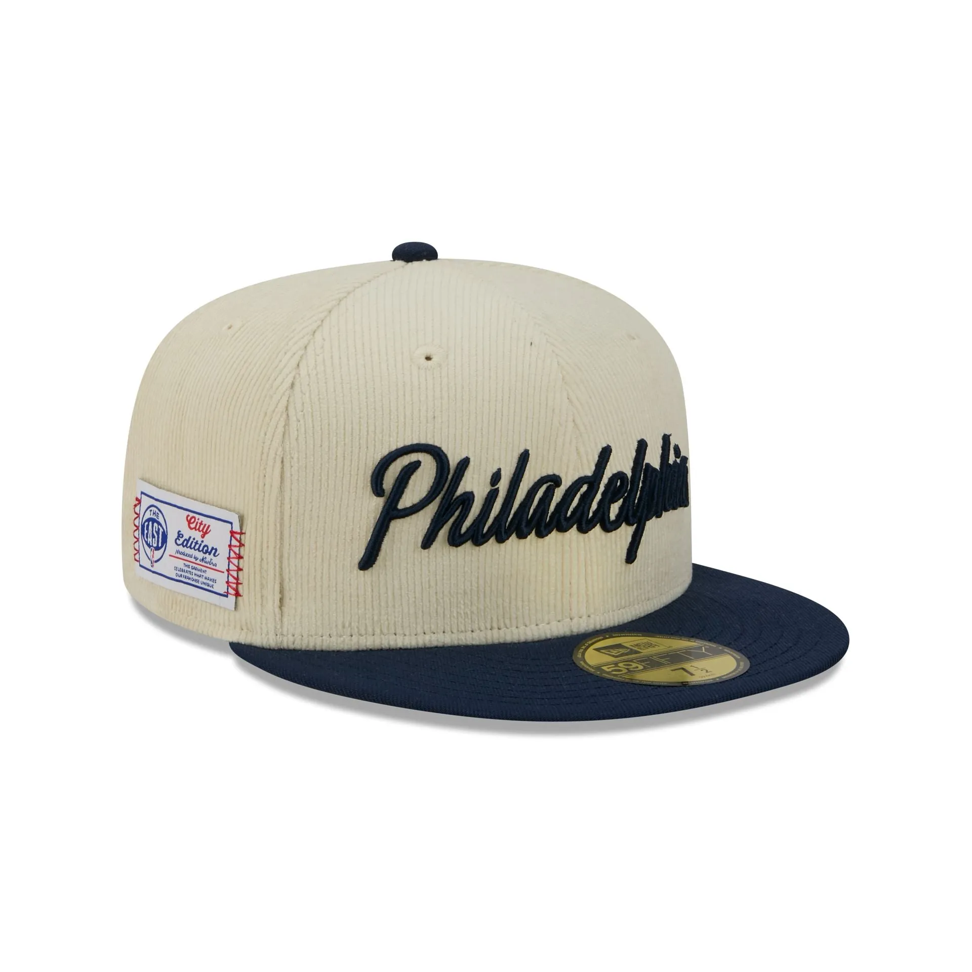 Philadelphia 76ers 2025 City Edition Chrome White Corduroy 59FIFTY Fitted Hat sold by New Era
