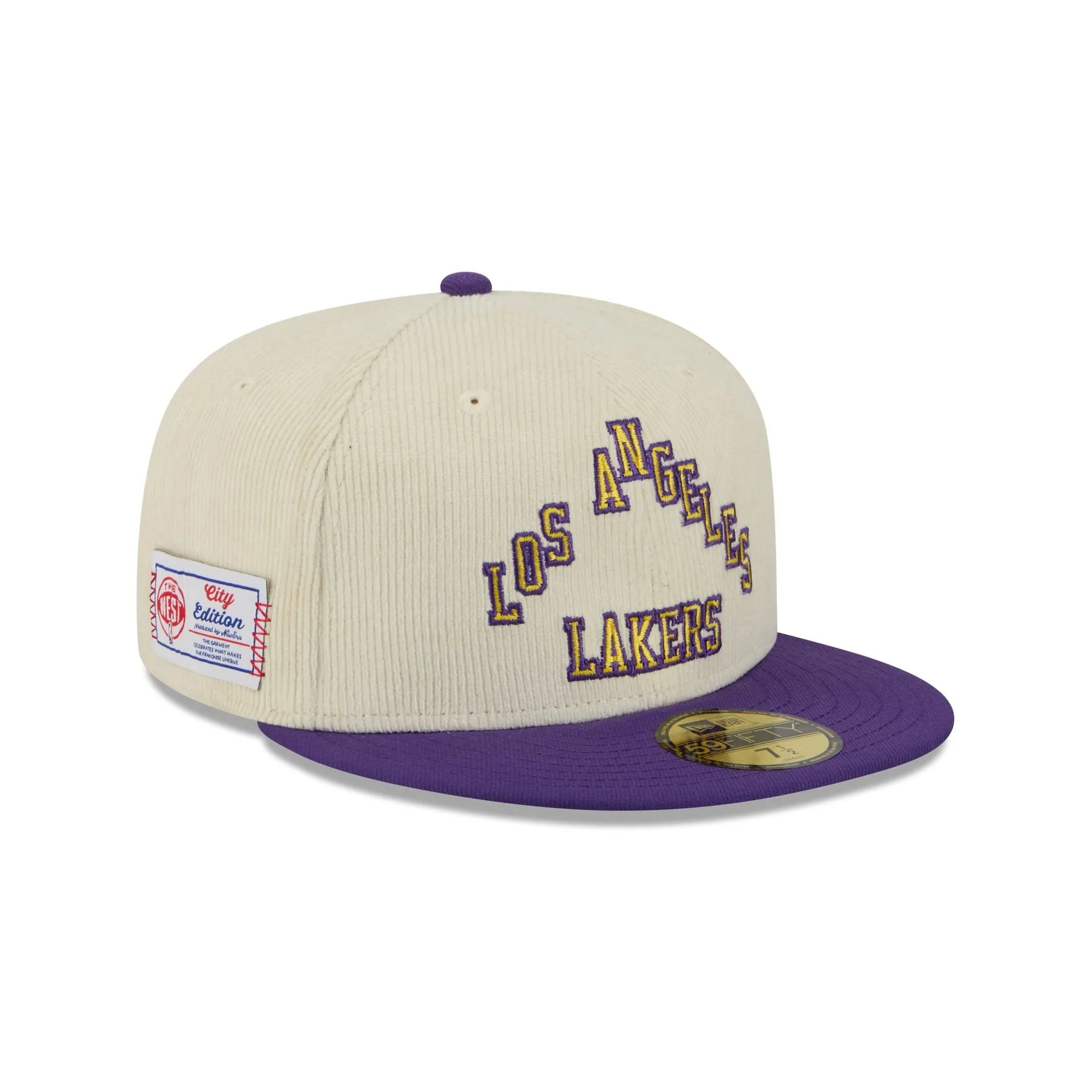 Los Angeles Lakers 2025 City Edition Chrome White Corduroy 59FIFTY Fitted Hat sold by New Era