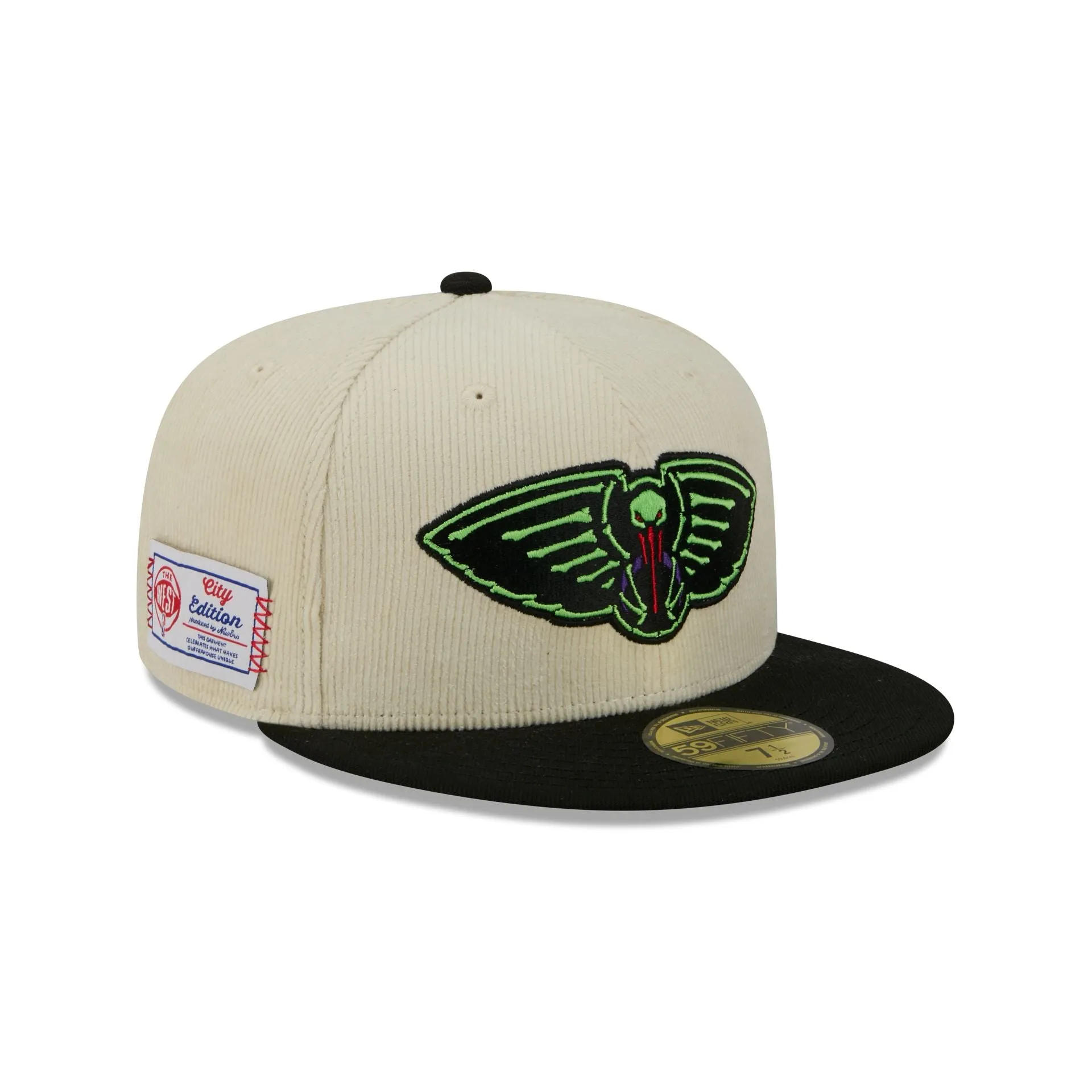 New Orleans Pelicans 2025 City Edition Chrome White Corduroy 59FIFTY Fitted Hat sold by New Era