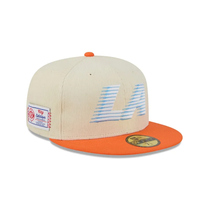 Los Angeles Clippers 2025 City Edition Chrome White Corduroy 59FIFTY Fitted Hat sold by New Era