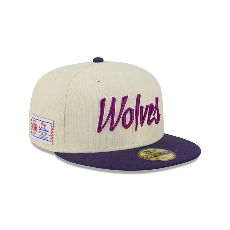 Minnesota Timberwolves 2025 City Edition Chrome White Corduroy 59FIFTY Fitted Hat sold by New Era