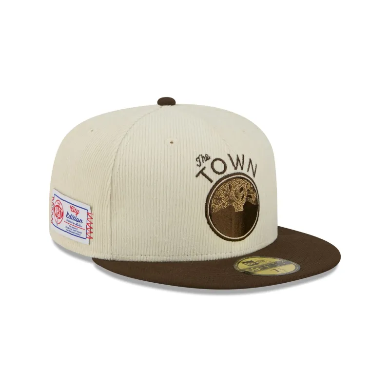 Golden State Warriors 2025 City Edition Chrome White Corduroy 59FIFTY Fitted Hat sold by New Era