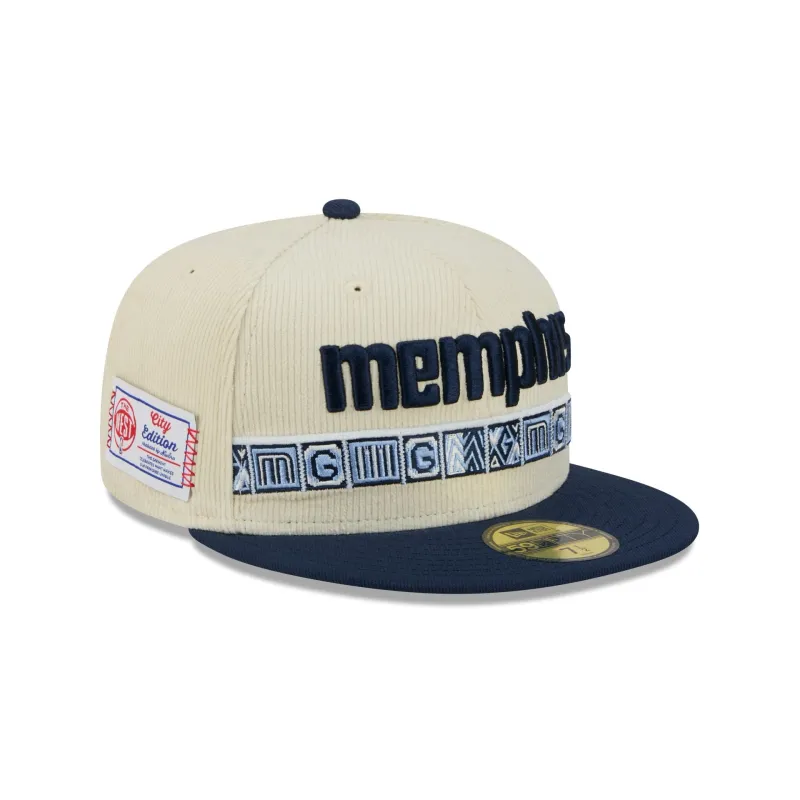 Memphis Grizzlies 2025 City Edition Chrome White Corduroy 59FIFTY Fitted Hat sold by New Era