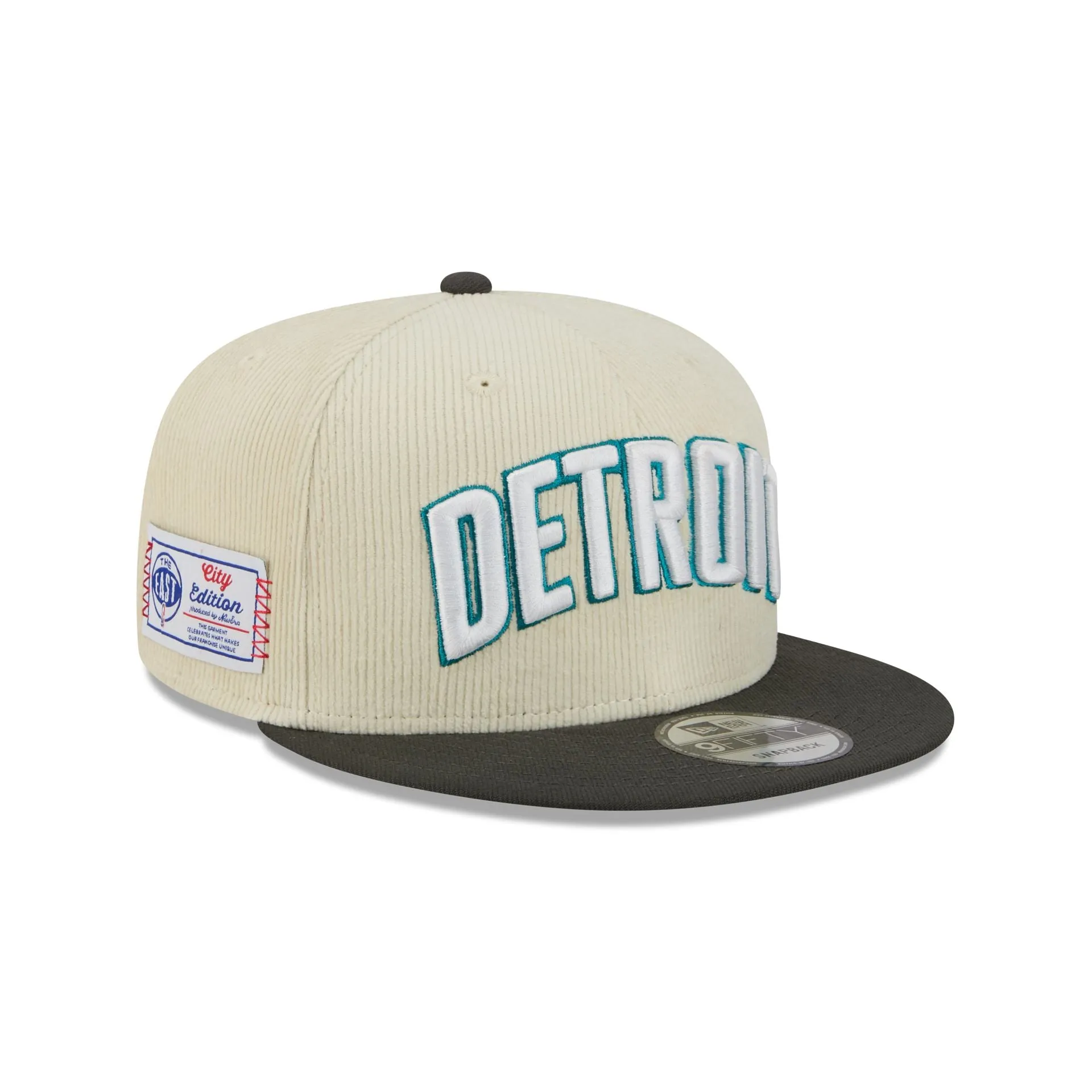 Detroit Pistons 2025 City Edition Chrome White Corduroy 9FIFTY Snapback Hat sold by New Era