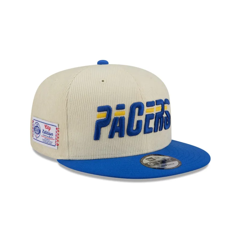 Indiana Pacers 2025 City Edition Chrome White Corduroy 9FIFTY Snapback Hat sold by New Era