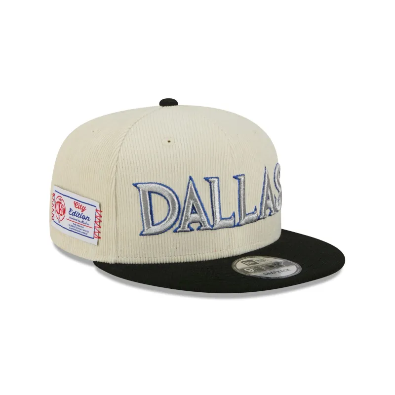 Dallas Mavericks 2025 City Edition Chrome White Corduroy 9FIFTY Snapback Hat sold by New Era