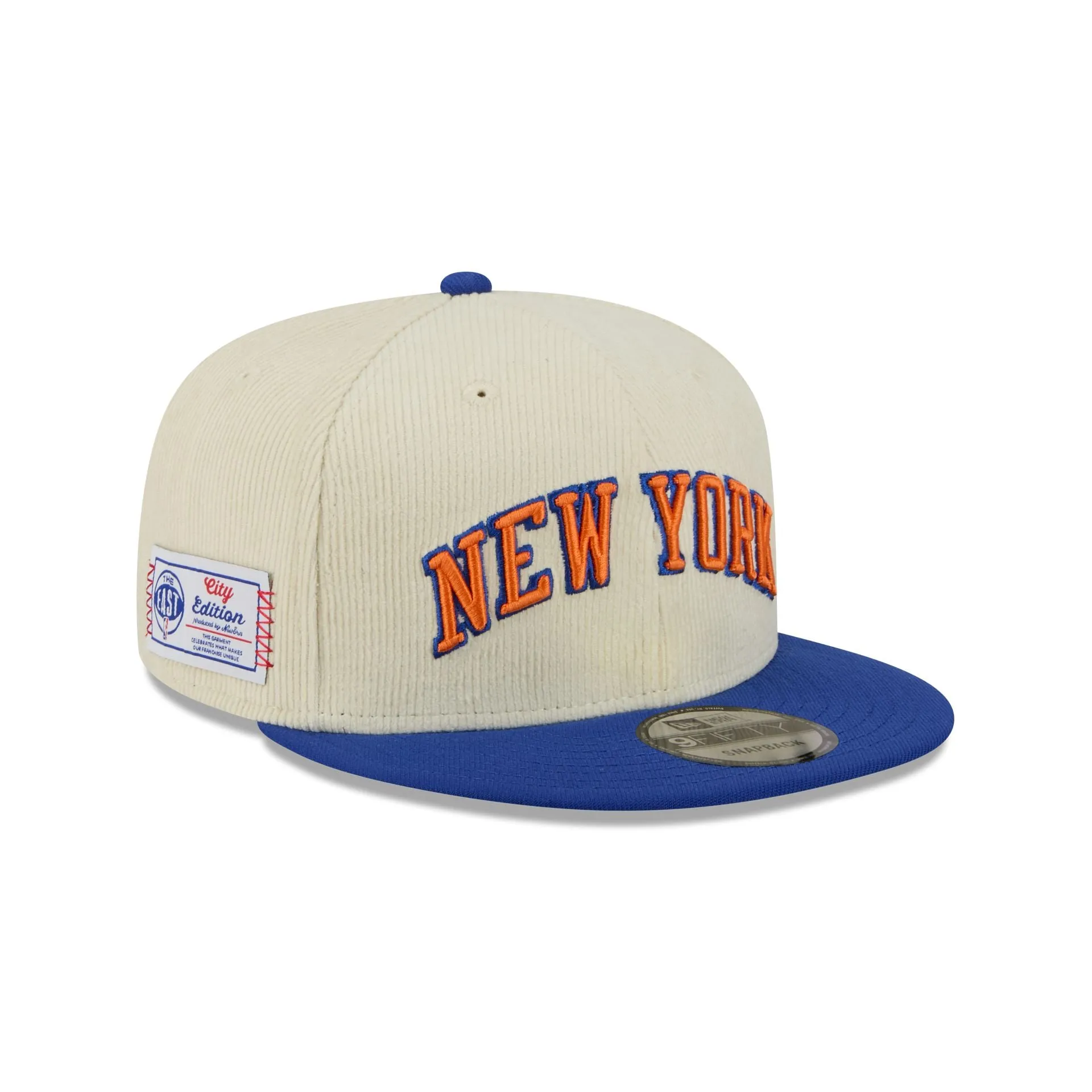 New York Knicks 2025 City Edition Chrome White Corduroy 9FIFTY Snapback Hat sold by New Era